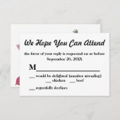 ヴィンテージ水色バラ小さいRSVP返信 出欠カード (正面/裏面)