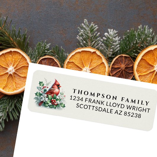 ヴィンテージ水色バードクリスマス差出人住所 ラベル