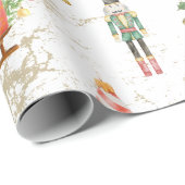 ヴィンテージ水色パインツリーくるみ割りクリスマスクリスマス ラッピングペーパー (ロールコーナー)