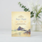 ヴィンテージ水色ビーチ日付ポストカードを保存 案内ポストカード (スタンド正面)