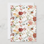 ヴィンテージ水色フローラスクリプトブライダルシャワー 招待状 (裏面)