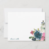 ヴィンテージ水色フローラパーソナライズされた文房具 ノートカード (正面)