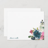 ヴィンテージ水色フローラパーソナライズされた文房具 ノートカード (正面/裏面)