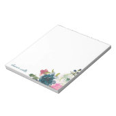 ヴィンテージ水色フローラパーソナライズされた文房具 ノートパッド (回転)