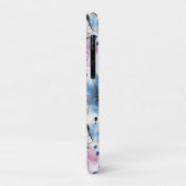 ヴィンテージ水色フローラ抽象芸術パターン(13) Case-Mate iPhoneケース (裏面/左)