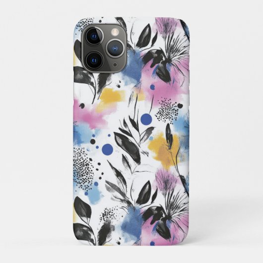 ヴィンテージ水色フローラ抽象芸術パターン(13) Case-Mate iPhoneケース (裏)