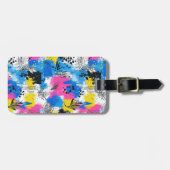 ヴィンテージ水色フローラ抽象芸術パターン(15) ラゲッジタグ (正面横)