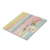 ヴィンテージ水色フローラ抽象芸術パターン(19) タイル (側面)