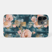 ヴィンテージ水色フローラ抽象芸術パターン(3) Case-Mate iPhoneケース (裏面(横))
