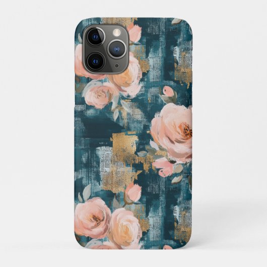 ヴィンテージ水色フローラ抽象芸術パターン(3) Case-Mate iPhoneケース (裏)