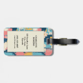 ヴィンテージ水色フローラ抽象芸術パターン(5) ラゲッジタグ (裏面横)