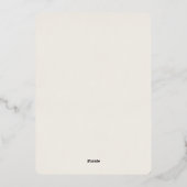 ヴィンテージ水色フローラ結婚スクリプト 箔招待状 (裏面)