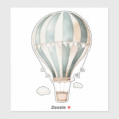 ヴィンテージ水色ブルーとクリーム熱気球 シール (シート)