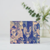 ヴィンテージ水色ベネチアのマスク ポストカード (スタンド正面)