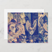 ヴィンテージ水色ベネチアのマスク ポストカード (正面/裏面)