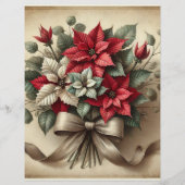 ヴィンテージ水色ポインセティアスクラップブック紙 (正面)