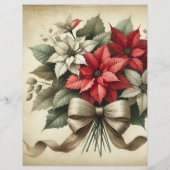 ヴィンテージ水色ポインセティアスクラップブック紙 (裏面)