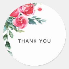 ヴィンテージ水色ポピー素朴レッドフローラ葉 ラウンドシール