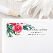 ヴィンテージ水色ポピー素朴レッドフローラ葉 ラベル (インサイチュ)