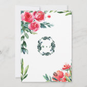 ヴィンテージ水色ポピー素朴レッドフローラ葉 招待状 (裏面)