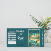 ヴィンテージ水色メキシコボーディングパスカード (スタンド正面)