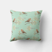 ヴィンテージ水色ヨーロッパロビンスとモノグラム クッション (裏面)