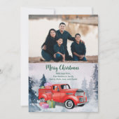 ヴィンテージ水色レッドクリスマストラックパーティー シーズンカード (正面)