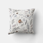 ヴィンテージ水色ロビンクリスマスウィンターパターン クッション (裏面)