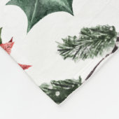 ヴィンテージ水色ロビンクリスマスパターン フリースブランケット (角)