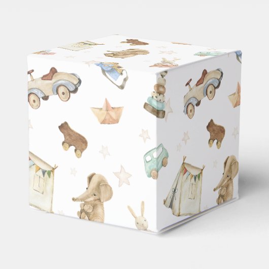 ヴィンテージ水色触覚リングや輪ベビーシャワー フェイバーボックス (裏面サイド)