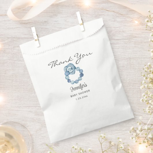 ヴィンテージ水色触覚リングや輪ボーイベビーシャワー フェイバーバッグ (クリップ留めされた状態)
