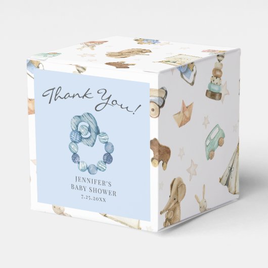 ヴィンテージ水色触覚リングや輪ボーイベビーシャワー フェイバーボックス (正面サイド)