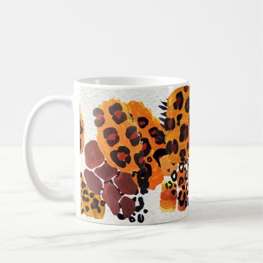 ヴィンテージ水色離れのイラストレーション コーヒーマグカップ (左)