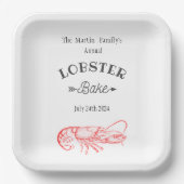 ヴィンテージ水色 – 赤ロブスター ペーパープレート (正面)