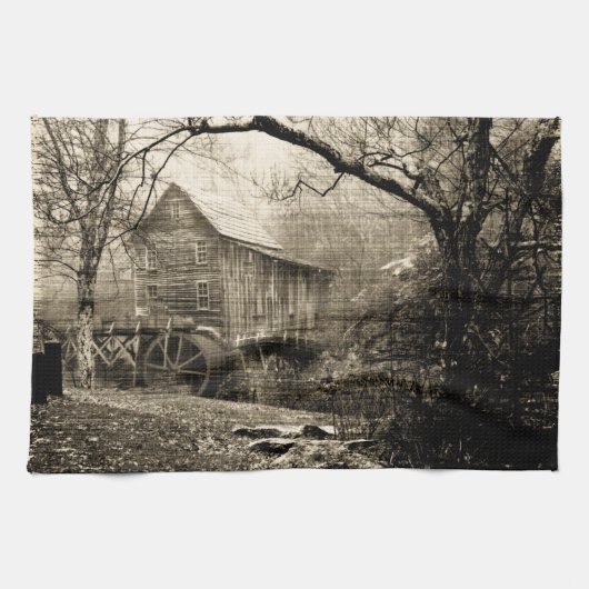 ヴィンテージ水車 キッチンタオル (横)