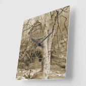 ヴィンテージ水車 スクエア壁時計 (傾斜)