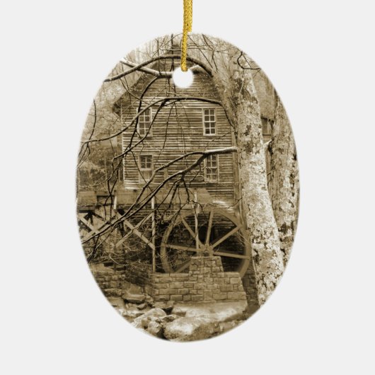 ヴィンテージ水車 セラミックオーナメント (正面)