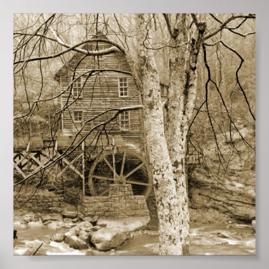 ヴィンテージ水車 ポスター (正面)