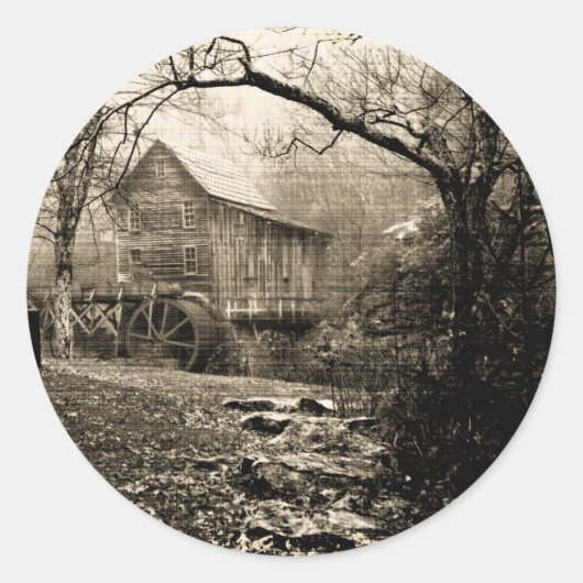 ヴィンテージ水車 ラウンドシール (正面)