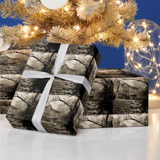 ヴィンテージ水車 ラッピングペーパー (クリスマス)