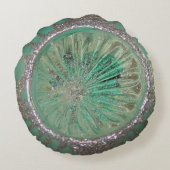 ヴィンテージ水銀ガラスクリスマスボールティール（緑がかった色）氷 ラウンドクッション (裏面)