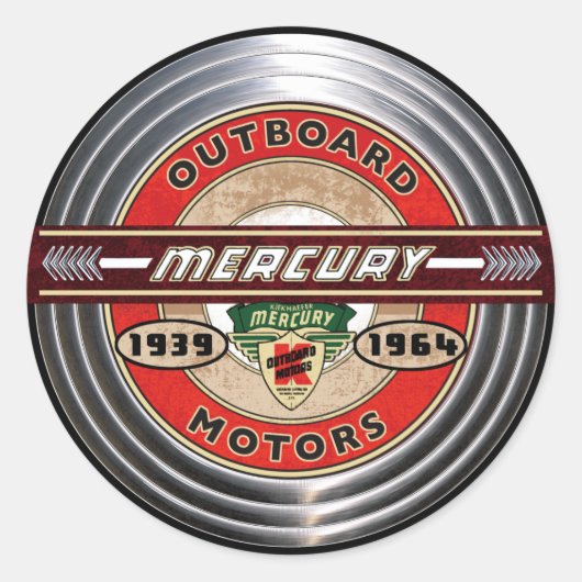 ヴィンテージ水銀船外機サイン ラウンドシール (正面)