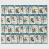 ヴィンテージ氷スケートで滑る天使 ラッピングペーパー (フラット)