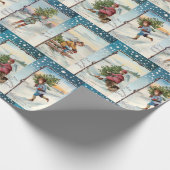 ヴィンテージ氷スケートで滑る天使 ラッピングペーパー (角)