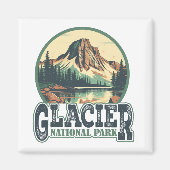 ヴィンテージ氷河ナショナルパーク旅行はがき マグネット (正面)