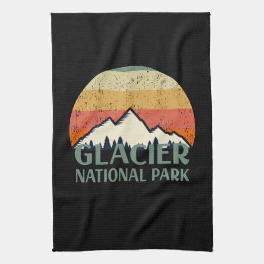 ヴィンテージ氷河ナショナルパーク キッチンタオル (縦)