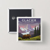 ヴィンテージ氷河ナショナルパーク 缶バッジ (正面&裏面)