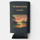 ヴィンテージ池サンセットポントーンエスケープグリーンレッド スリム缶クーラー (裏面)