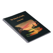 ヴィンテージ池サンセットポントーンエスケープグリーンレッド ノートブック (右側)