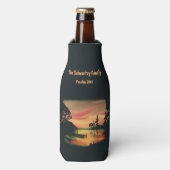 ヴィンテージ池サンセットポントーンエスケープグリーンレッド ボトルクーラー (ボトル正面)